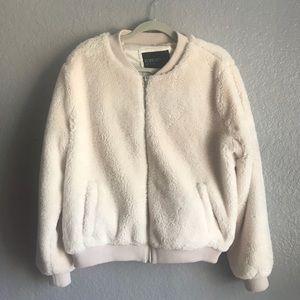 Plus size white furry jacket